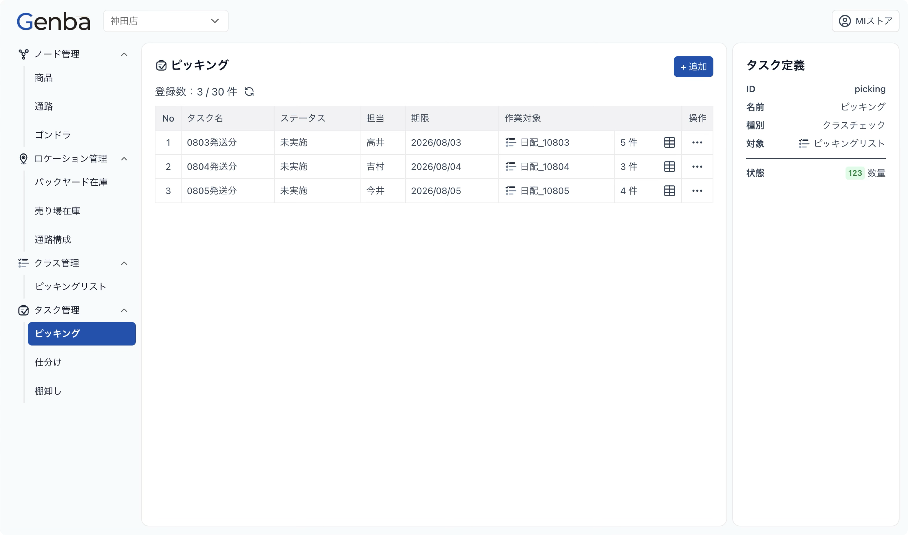 リストによるタスクの管理の画像